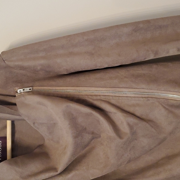 Vigoss Taupe Brown Faux Suede Wrap Moto Jacket L - Picture 7 of 12